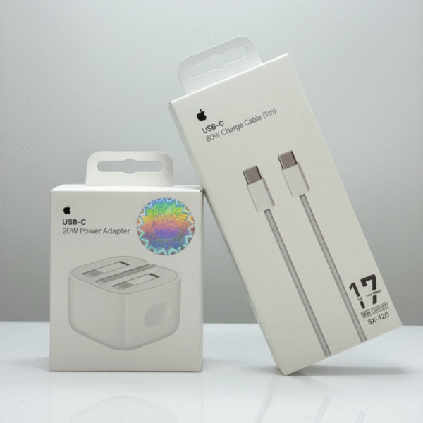 Apple USB-C 20W Power Adapter + 60W USB-C Charging Cable (1m)