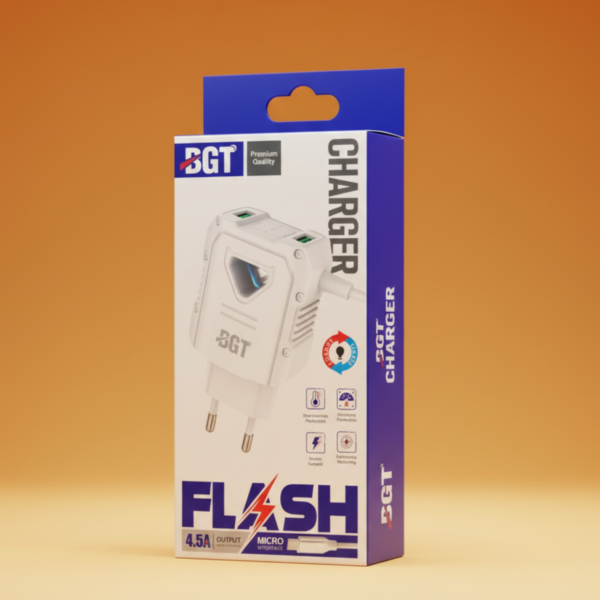 BGT Mobile Flash Series 4.5A Fast Charger - Dual USB with Auto-ID
