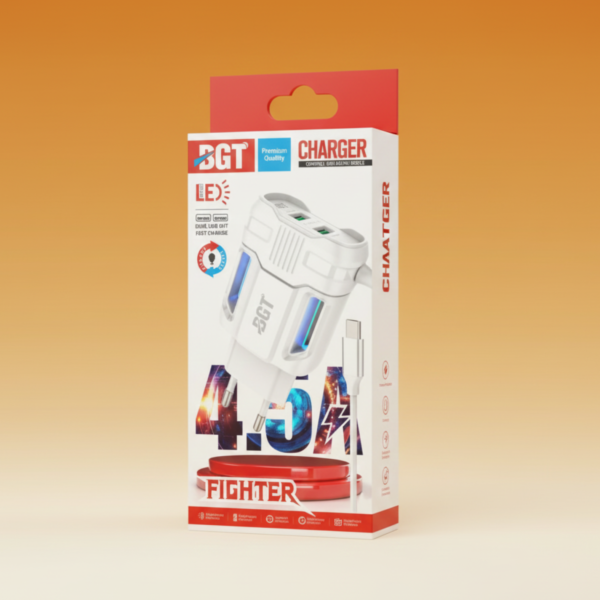 BGT Mobile Fighter Series 4.5A Fast Charger - Dual USB with LED