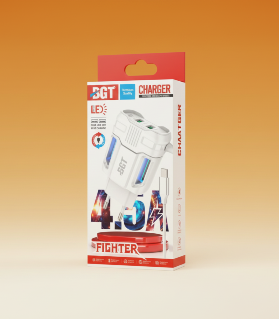 BGT Mobile Fighter Series 4.5A Fast Charger - Dual USB with LED